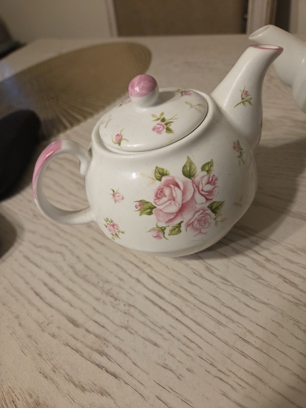 Porcelain Pink Rose Teapot - Elegant Floral Design
